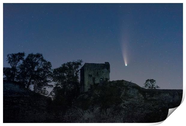 Comet Neowise over Peveril Castle, Derbyshire Print by John Finney