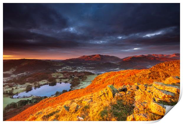 Great Langdale in Red, Lake District Print by John Finney
