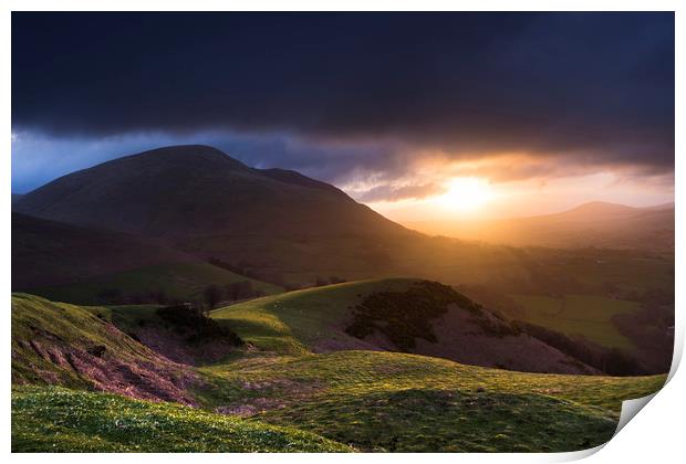 Blencathra sunrise from Latrigg, Lake District Print by John Finney
