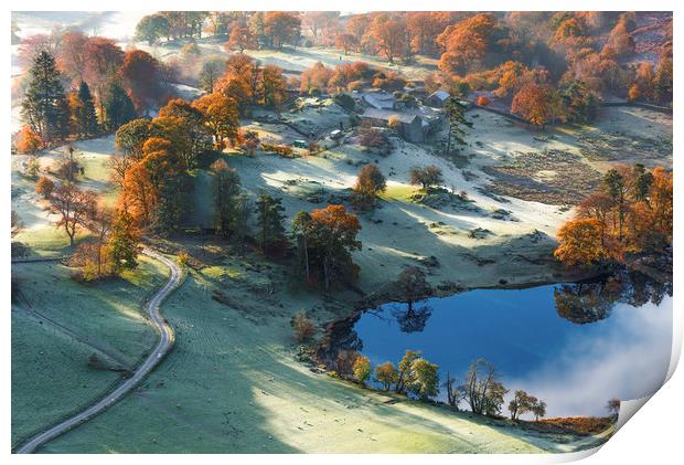 Lake District Autumn morning on Loughrigg Tarn Print by John Finney