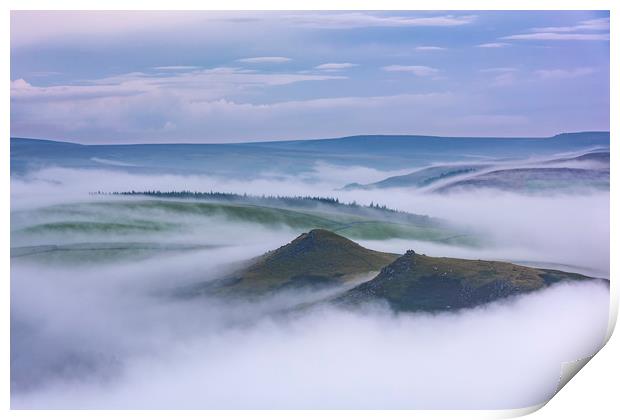 Crook Hill layers of Mist at sunrise  Print by John Finney