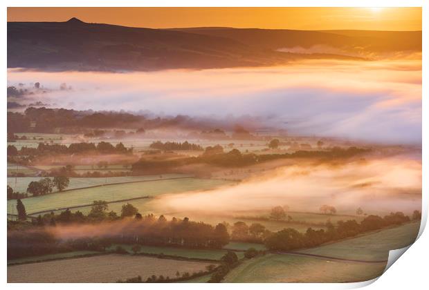 Hope Valley and Win Hill, September Sunrise Print by John Finney