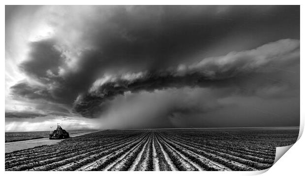 Tornado Intercept Vehicle  (black and white). Print by John Finney