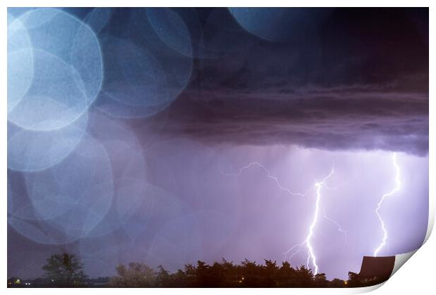 Bokeh Lightning. Texas. Print by John Finney