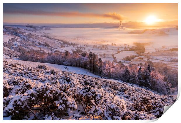 Woodseats Winter Sunrise, Hope Valley.  Print by John Finney