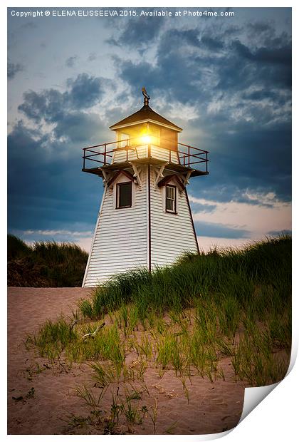 Dusk at Covehead Harbour Lighthouse, PEI, Canada.  Print by ELENA ELISSEEVA
