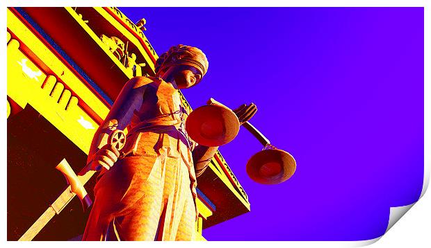 Lady Justice in court Print by Dariusz Miszkiel