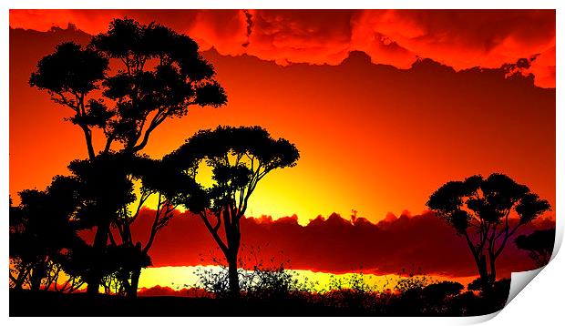  Sunset over lake region Print by Dariusz Miszkiel
