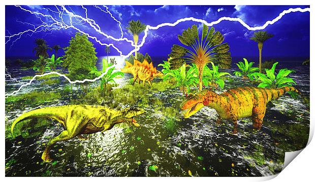 Dinosaur doomsday Print by Dariusz Miszkiel