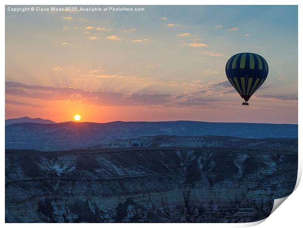  Hot Air Balloon at Sunrise Print by Claire Wade