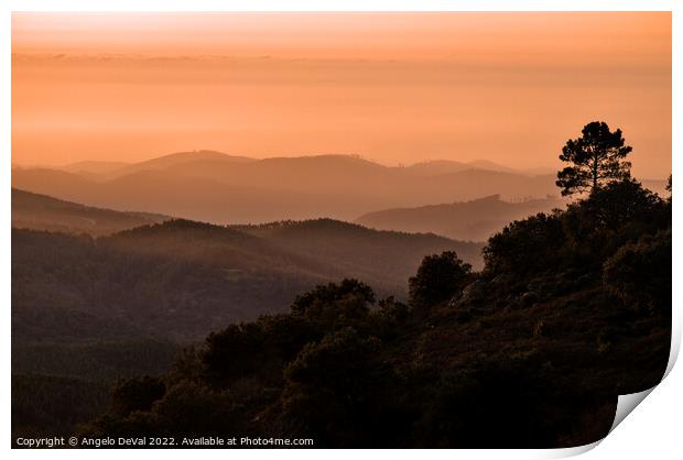 Coral Sunset in Monchique Mountains Print by Angelo DeVal