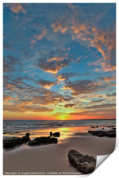 Gale Beach at Sunset. In Algarve Print by Angelo DeVal