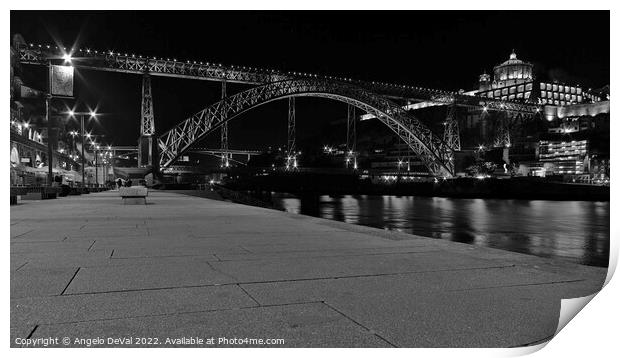 Porto Riverside at Night Print by Angelo DeVal