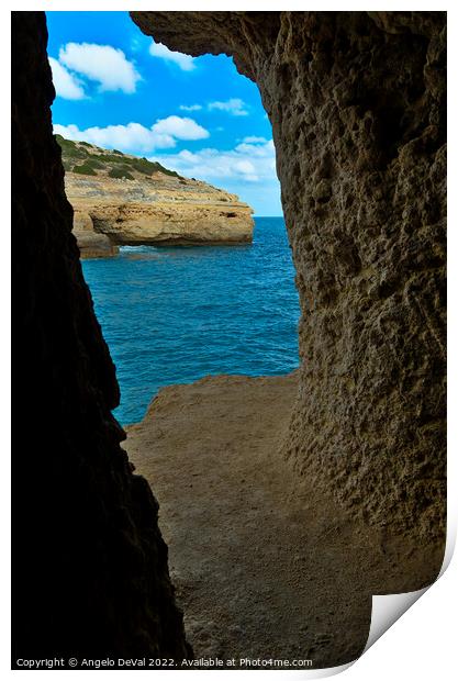 Carvalho Beach Cliff Cave. Portugal Print by Angelo DeVal
