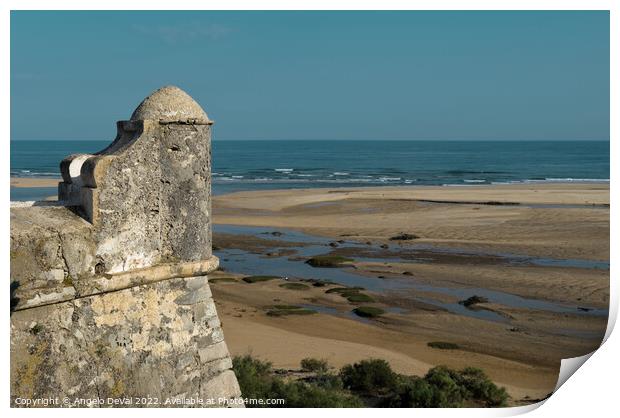 Old fortress guarding tower in Portugal Print by Angelo DeVal