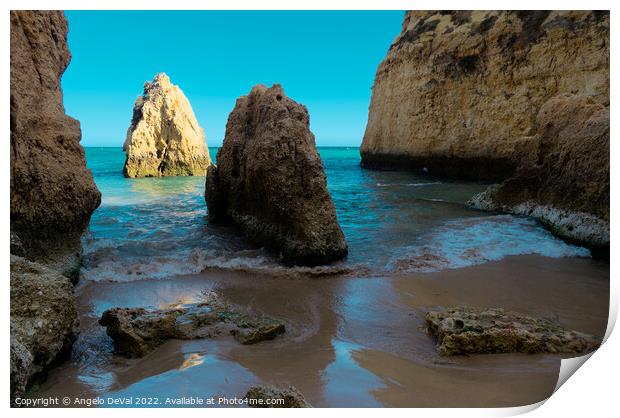 Coming Waves in Three Brothers Beach in Alvor Print by Angelo DeVal