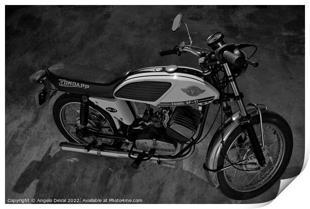 Zundapp Famel XF-17 Portuguese Motorcycle in Monochrome Print by Angelo DeVal