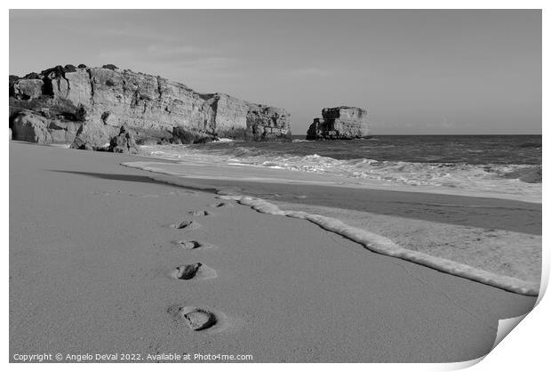 Footprints in Sao Rafael Beach Print by Angelo DeVal