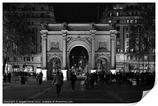 Marble Arch at Night in London Print by Angelo DeVal