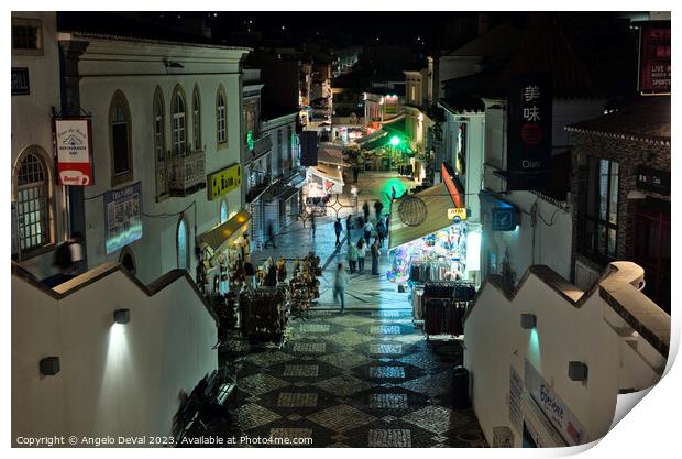 Tunnel Street at Night in Albufeira Print by Angelo DeVal