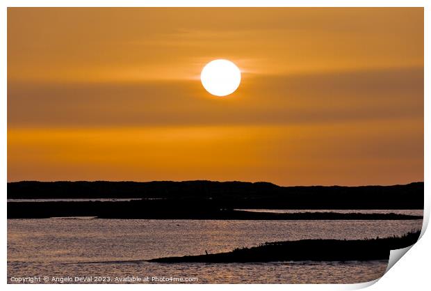 Warm Sunset in Ria Formosa - Faro Print by Angelo DeVal