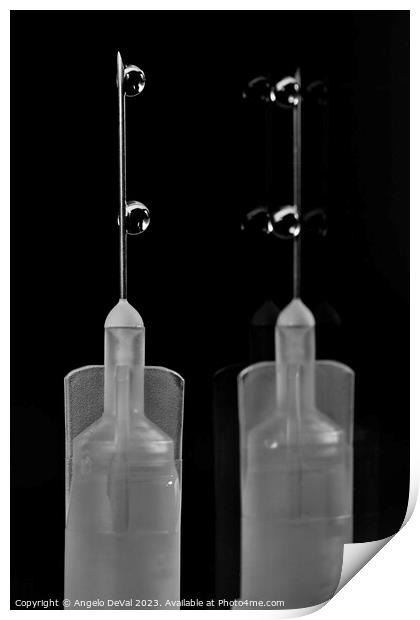 Syringe Reflection in Monochrome Print by Angelo DeVal