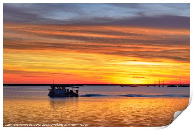Boat and the Ria Formosa Sunset Print by Angelo DeVal