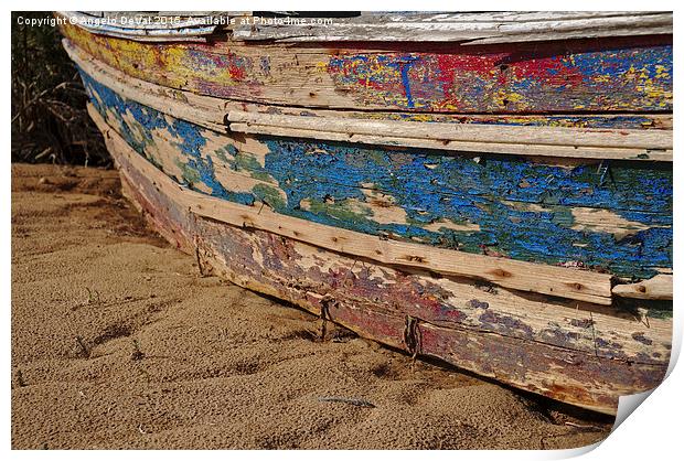 Weathered Fishing Boat Resting on the Sand Print by Angelo DeVal