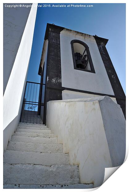 Stairs to Bell Tower in Algarve Portugal  Print by Angelo DeVal