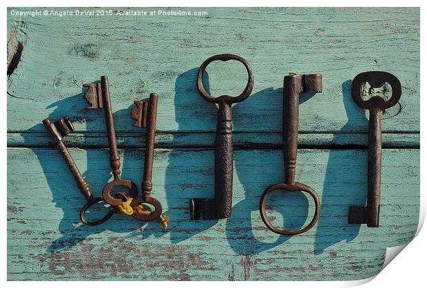 To Unlock. Antique skeleton keys  Print by Angelo DeVal