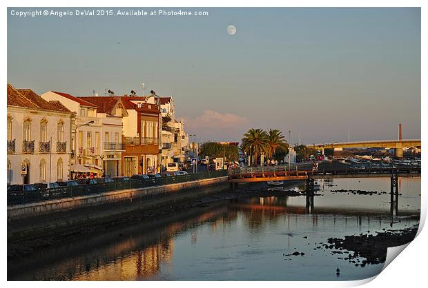 Tavira and Full Moon  Print by Angelo DeVal