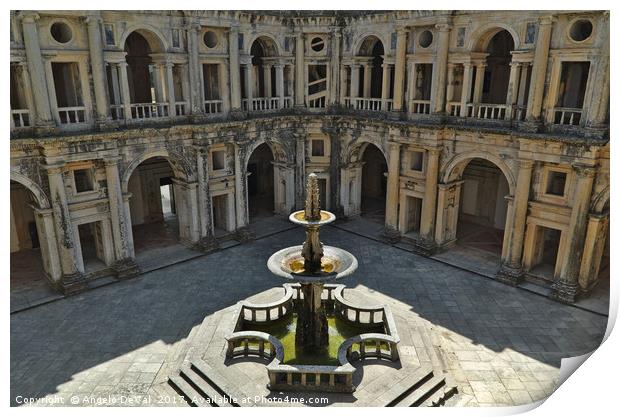 Fountain in the Convent of Christ. Tomar, Portugal Print by Angelo DeVal