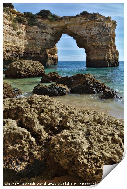 The Arch of Albandeira Beach in Lagoa Print by Angelo DeVal