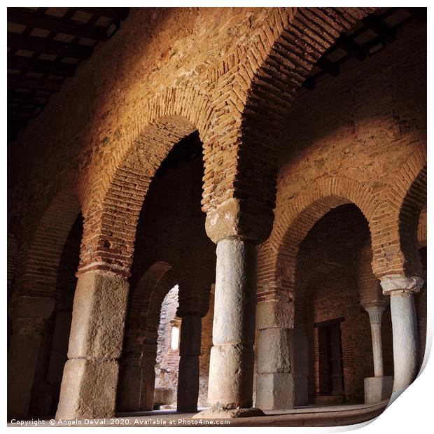 Columns at Mosque of Almonaster in Andalusia Print by Angelo DeVal