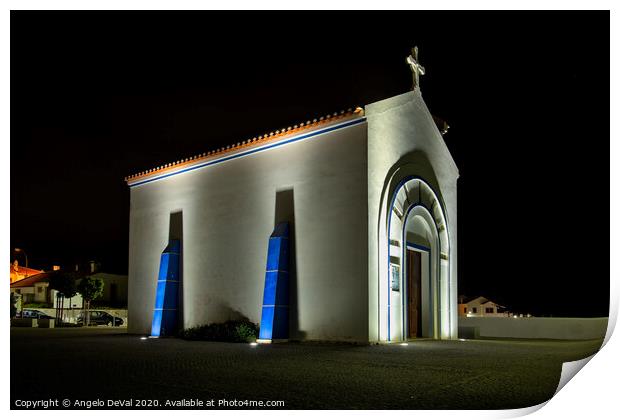 Zambujeira do Mar Church at Night Print by Angelo DeVal