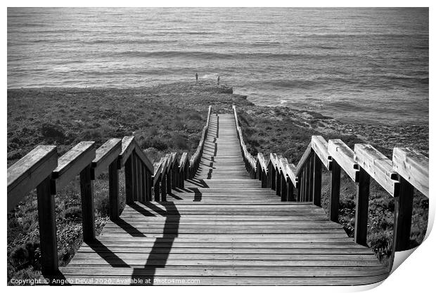 Stairway to Sea in Aljezur in Monochrome Print by Angelo DeVal