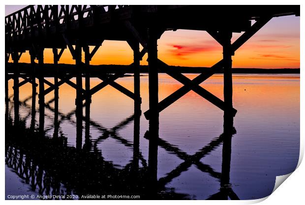 Twilight wooden bridge - Quinta do Lago Print by Angelo DeVal