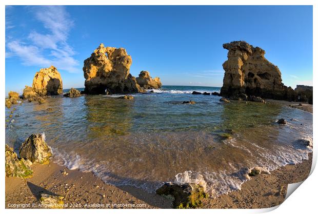 Arrifes Beach wavy scenery. Albufeira Print by Angelo DeVal