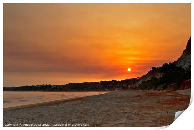 Sunset Time in Praia da Falesia Print by Angelo DeVal