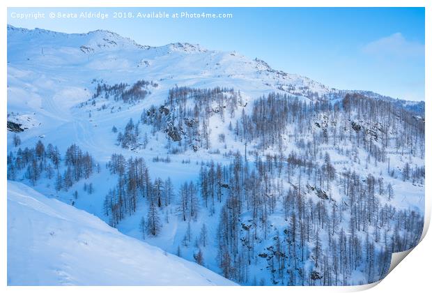 Italian Alps in the winter Print by Beata Aldridge