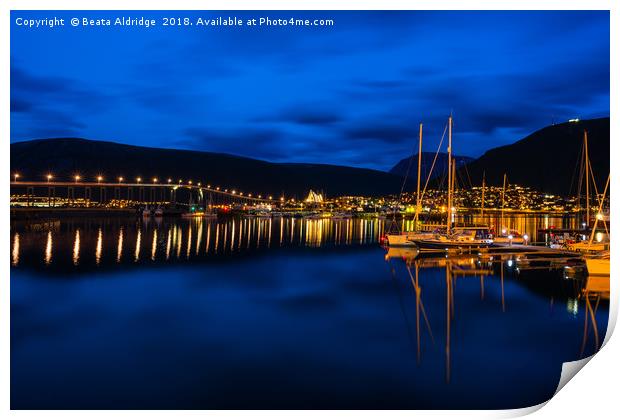 Blue hour in Tromso 1 Print by Beata Aldridge