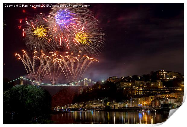 Clifton Suspension Bridge Fireworks Print by Paul Hennell