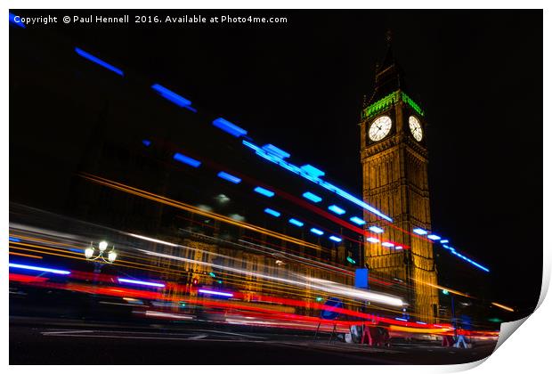 Big Ben at Night Print by Paul Hennell