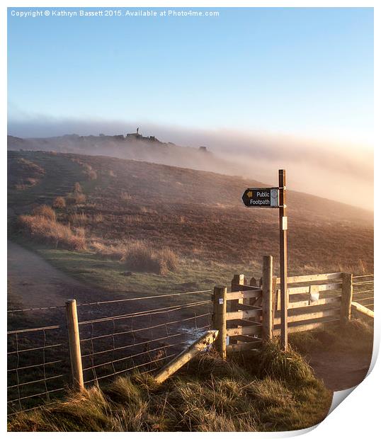 Peak District sunset view after the mist clears Print by Kathryn Bassett