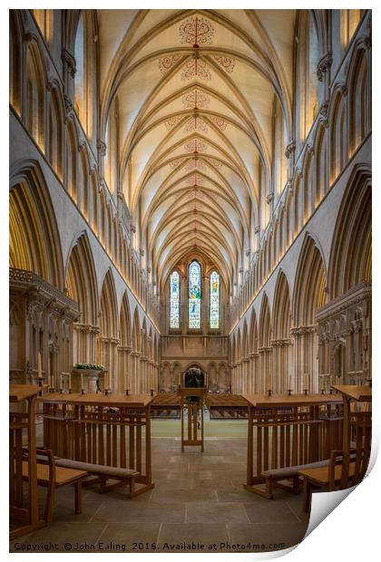 Wells Cathedral Nave Print by John Ealing