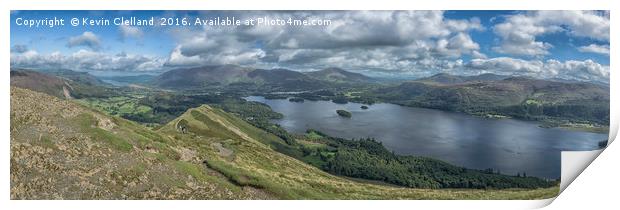 A Panoramic view from Catbells Fell Print by Kevin Clelland