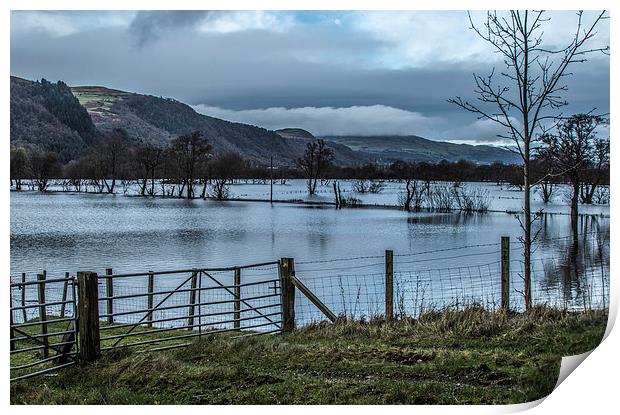  Flooded Conwy Valley  Print by Chris Evans