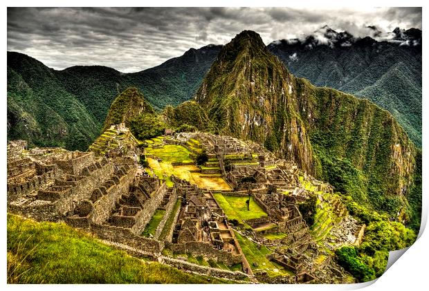 The Machu Picchu HDR . Wonder of humanity Print by HQ Photo