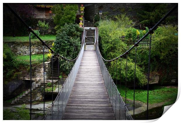 Suspension bridge in the pyrenees Print by HQ Photo