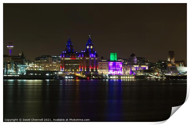 Liverpool Waterfront Nightscape Print by David Chennell